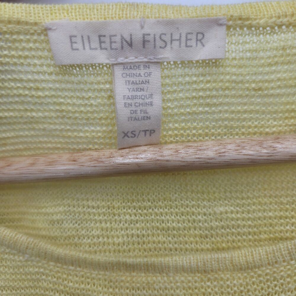 Eileen Fisher Tunic Top Yarrow Yellow Bateau Neck Hi-Lo Linen Melange Size XS - Picture 4 of 5